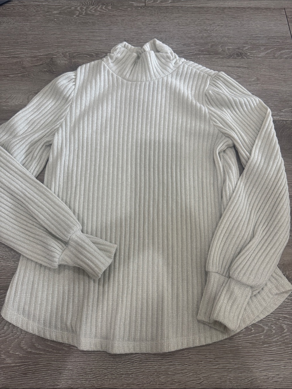 Ces Femme Light Gray Ribbed Mock Neck Sweater